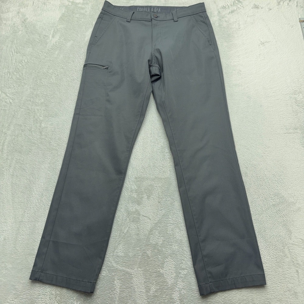Copper & Oak Pants Mens 32x32 Grey Performance Utility Straight Zipper Pocket